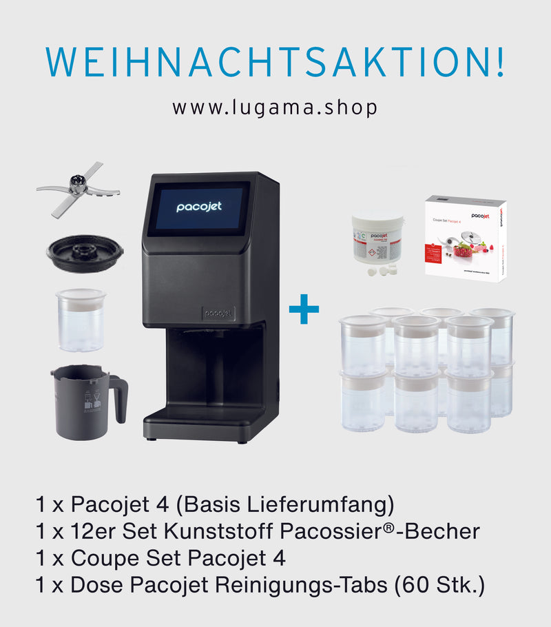 Weihnachtsaktion Pacojet 4 mit Coupe Set, 12 Becher und Reinigertabs - gültig bis 24.12.2025